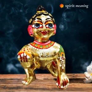 Radha Naam Painted Laddu Gopal Pure Brass Deity | Height 6 Inch