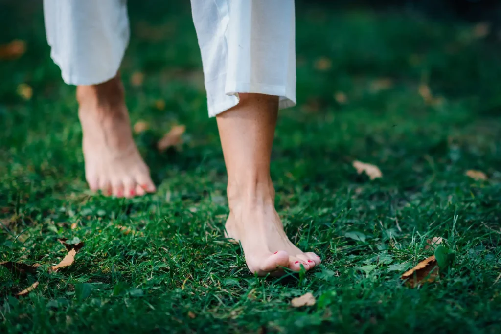 walk barefoot on grass for strong muladhara