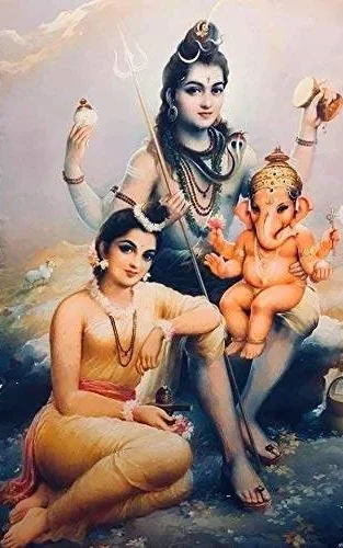 BABY GANESHA, MOTHER PARVATI AND LORD SHIVA