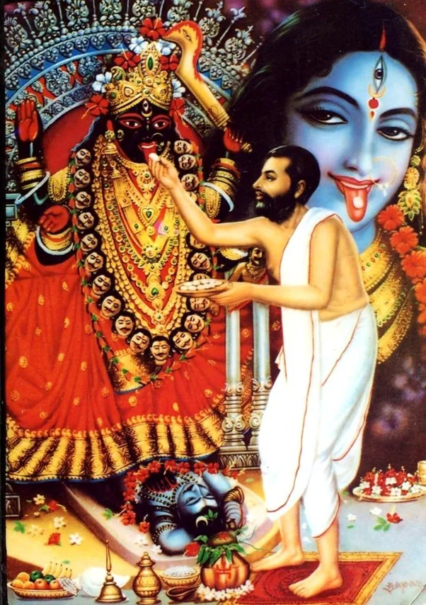 Ramakrishna feeds Devi