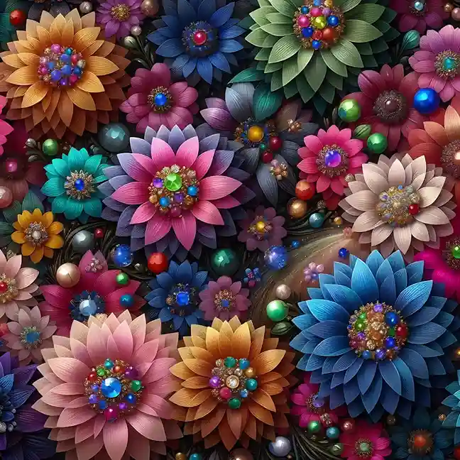 flowers with gems