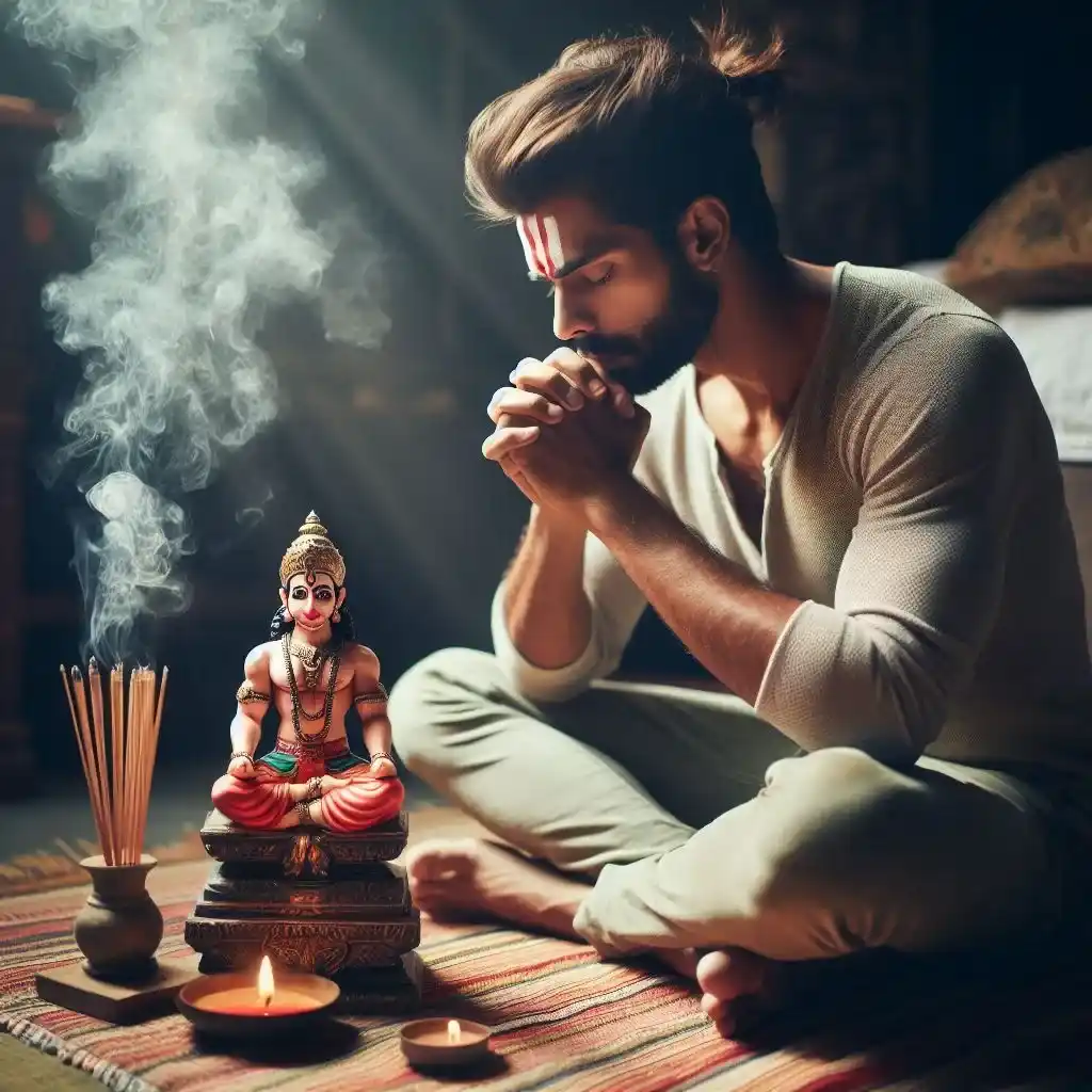 MAN PRAYING TO HANUMAN