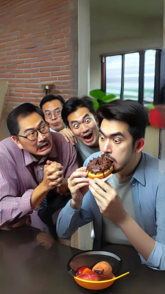 MAN LOOKING AT A CAKE