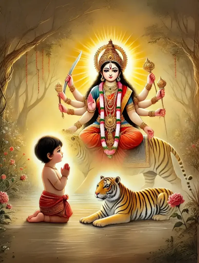 divine child praying to devi durga